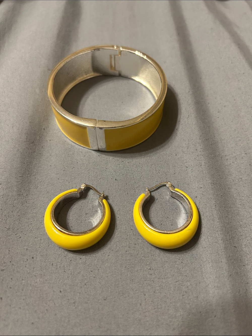 Yellow Hoop Earrings and Bangle Set NWOT